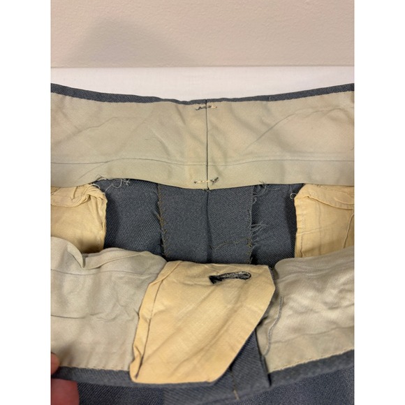 True Vintage Mens Gray Dress Pants Straight Trousers 32x31.5 Retro Slate Gray - Picture 3 of 10